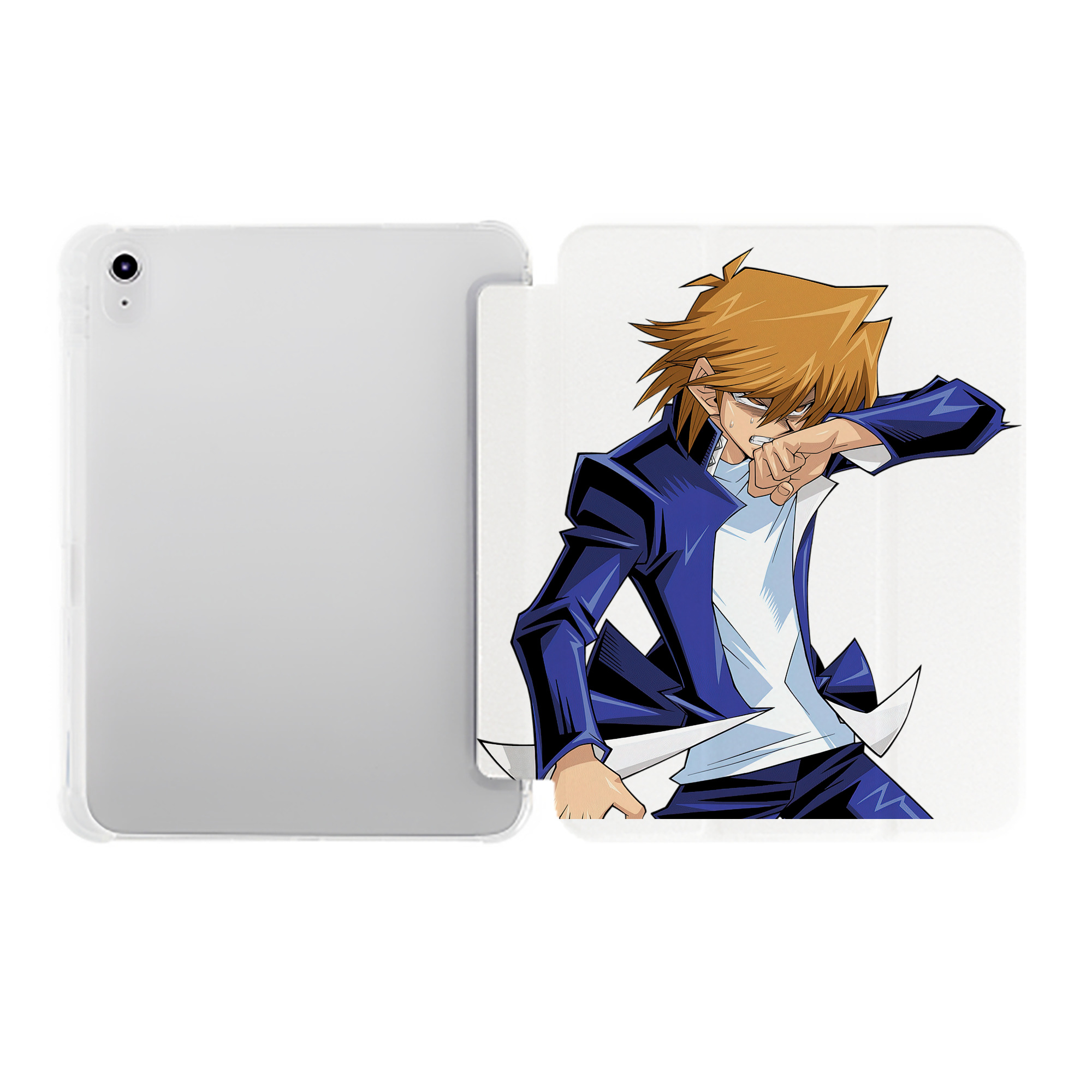 （画像用） 遊☆戯☆王 Yu-Gi-Oh! IPad ケース ペン収納付き 三つ折りスタンド PUレザー×シリコン 対応機種9.5/10.5/10.9インチ